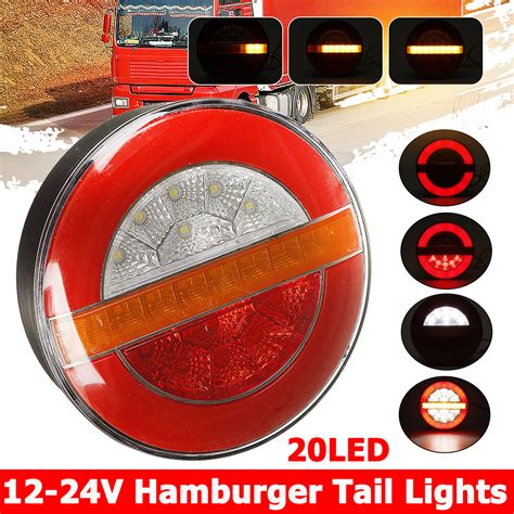 12 24v 20led Neon Hamburger Rear Tail Lights Turn Signal Reverse Lamp