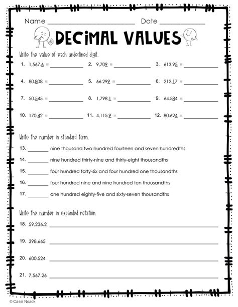 Place Value To The Thousandths Decimal Values Minds In Bloom Unlimited