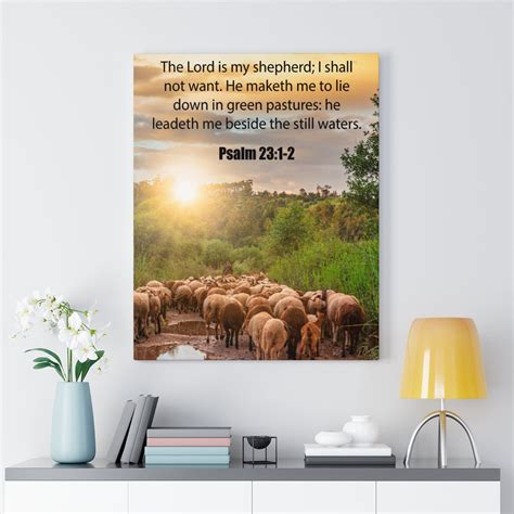 Trinx Green Pastures Psalm 231 2 Christian Wall Art Bible Verse Print