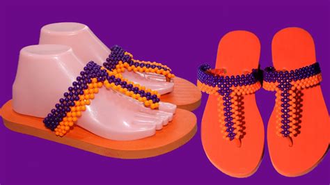 make a beautiful sandals slippers with beads diy full episode youtube