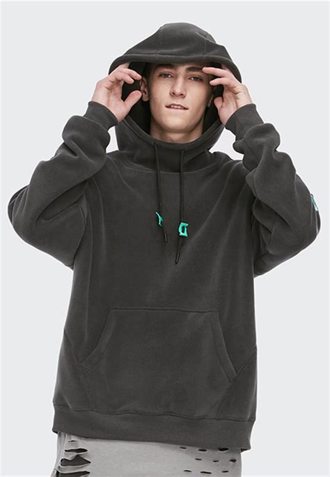 Solid Color Polar Fleece Stretch Oversize Stand Collar Hoodie