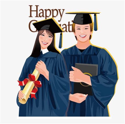 Male And Female Students Graduating From A Group Photo Vector Men And