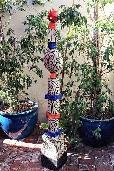 Ceramic Totem By One Blue Marble Note Black And White Designs Might Handmade Pottery