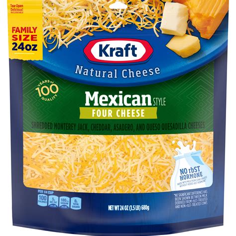 Kraft Mexican Style Four Cheese Shredded Natural Cheese 24 Oz Pouch 24