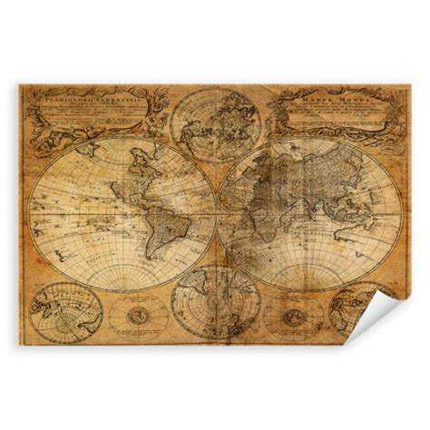 Postereck Poster Leinwand Alte Weltkarte Erde Kontinente Karte My Xxx