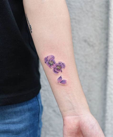 Pansy Tattoos On The Left Inner Forearm