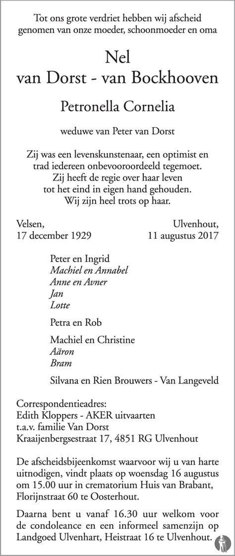 Petronella Cornelia Nel Van Dorst Van Bockhooven 11 08 2017