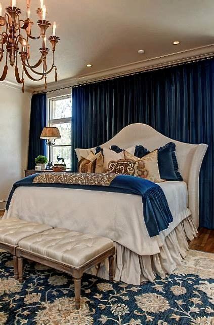 Singinglory ivory velvet curtains 52 x 84 inch 2 panels set room darkening gromm. Prussian blue and ivory luxury bedroom. I love the ...