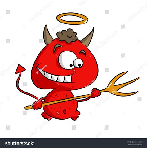 Cartoon Cute Funny Devil Vector Stock Vector 130587899 Shutterstock