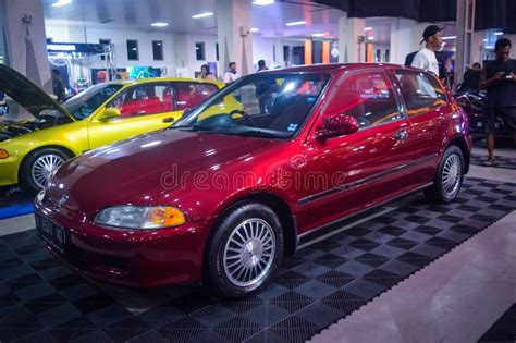 Red Honda Civic Eg6 Hatchback In Indonesian Custom Show Editorial Stock