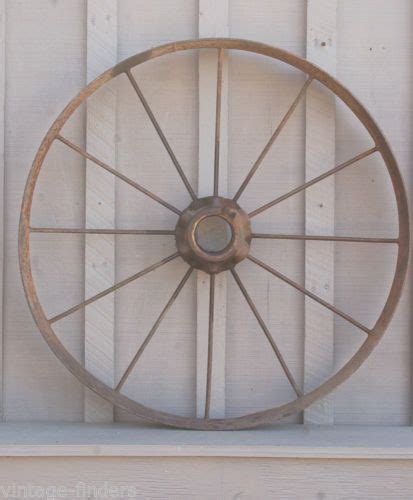 Old Vintage Antique Primitive Steel Spoke Wagon Cart Implement Wheel