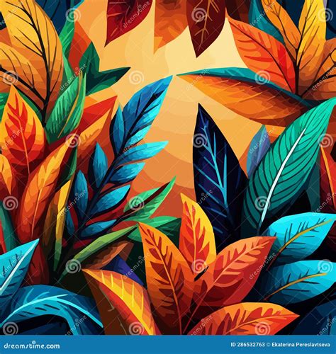 Contemporary Floral Seamless Pattern Modern Exotic Jungle Colorful