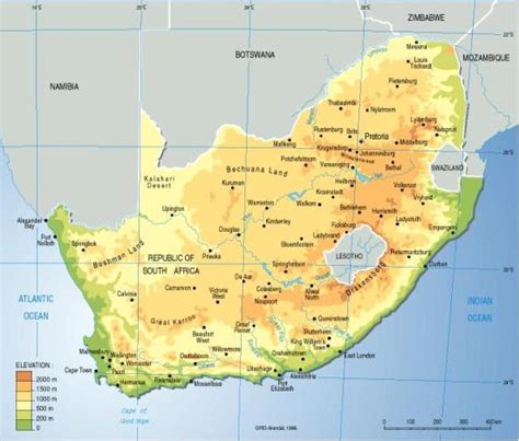 Mapa Para Imprimir De Sudáfrica Mapa Físico De Sudáfrica Grid Arendal