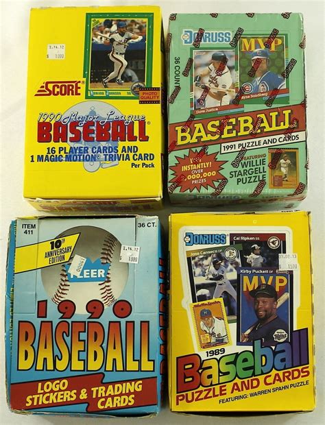 Look for rookies and hall of fame member cards. Lot of (4) Unopened Boxes of Baseball Cards with 1989 ...
