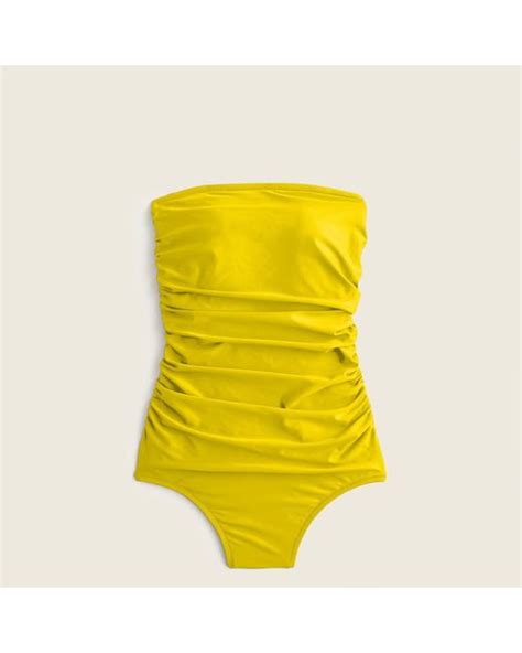 Jcrew Synthetic Ruched Bandeau One Piece In Yellow Lyst