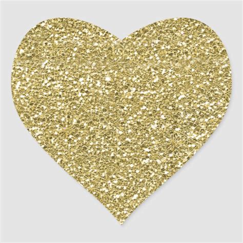 Glam Faux Gold Glitter Heart Sticker Zazzle In 2022 Gold Glitter