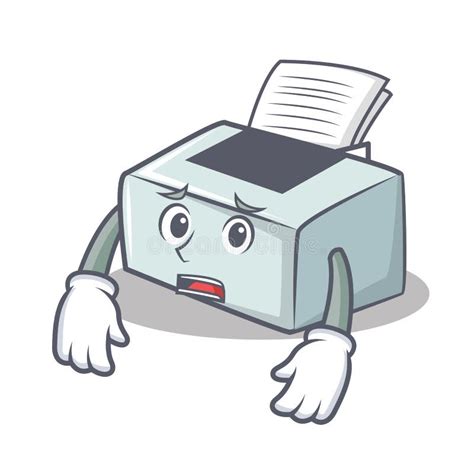 Afraid Printer Mascot Cartoon Style Stock Vector Illustration Of Cute