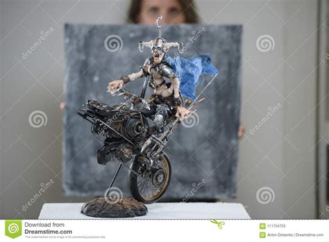 Porcelain Paper Mache Clay Metal Steampunk Biker Stock Image Image Of