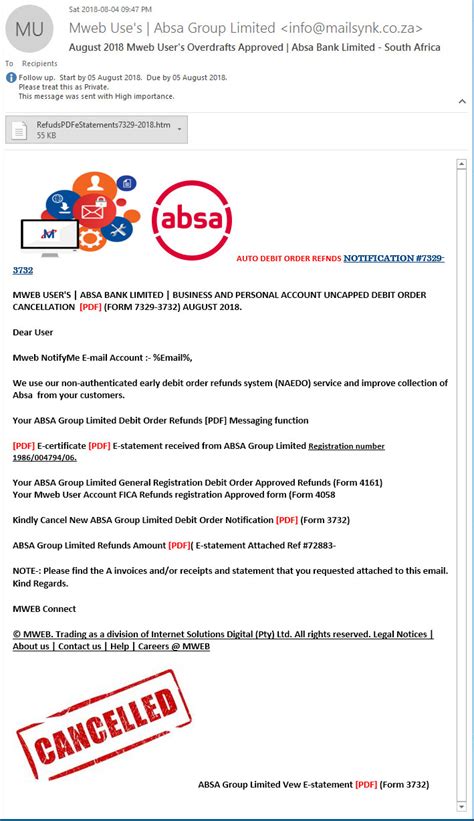 New Scam Email Targets Absa And Mweb Clients