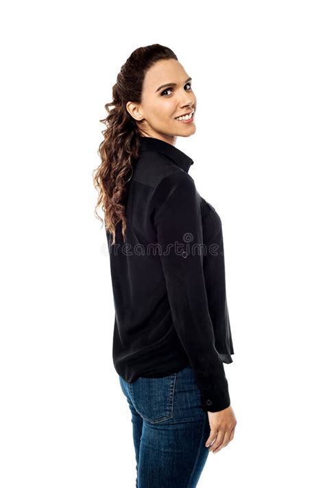 Attractive Young Woman Looking Back Stock Image Image Of Shoulder
