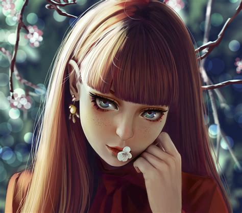 wallpaper portrait anime girls face fantasy girl long hair blue eyes redhead 1920x1700