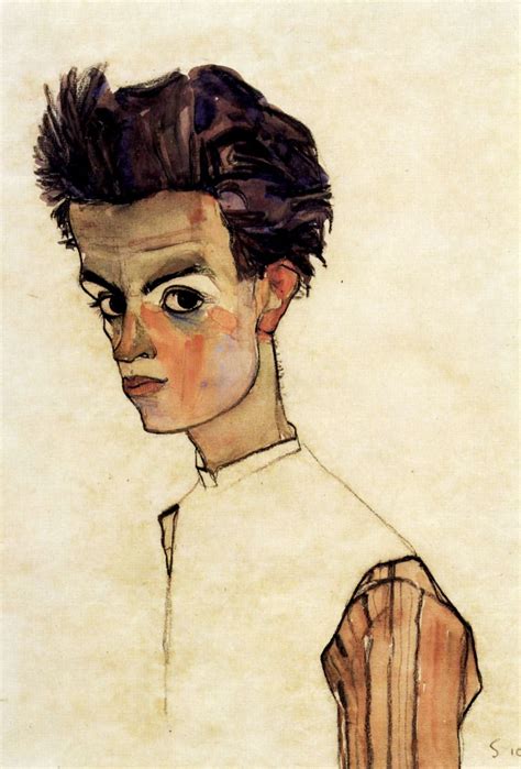 Self Portrait Watercolor And Charcoal By Egon Schiele Portrait Painting Portrait Art