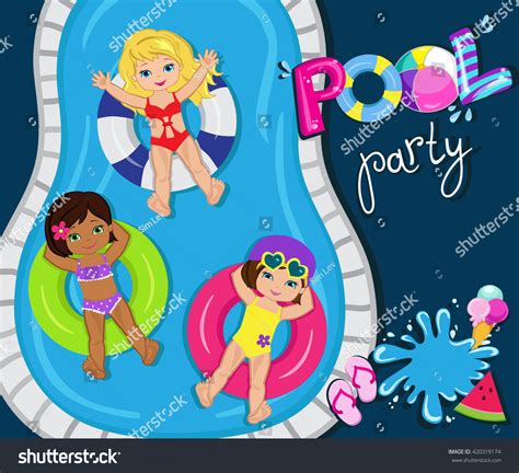 pool party girls vector illustration stock vector royalty free 420319174 shutterstock