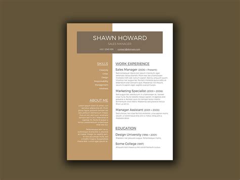 Us letter and a4 size. Free Creative Resume Template for Sales Manager