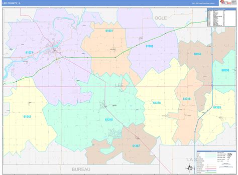 Lee County Il Wall Map Color Cast Style By Marketmaps