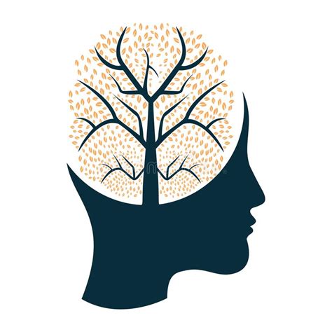 Female Head With Brain Tree Logo Concept Stock Vector Illustration