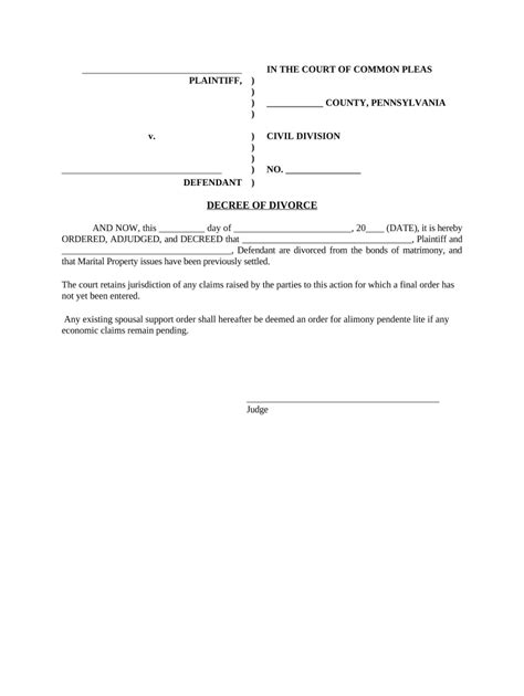 Pa Divorce Decree Sample Fill Out And Sign Online Dochub