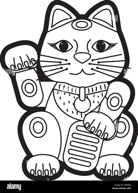 Maneki Neko Lucky Cat Icon Vector Illustration Graphic Design Stock