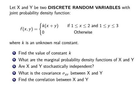 Solved Let X And Y Be Two Discrete Random Variables With Chegg