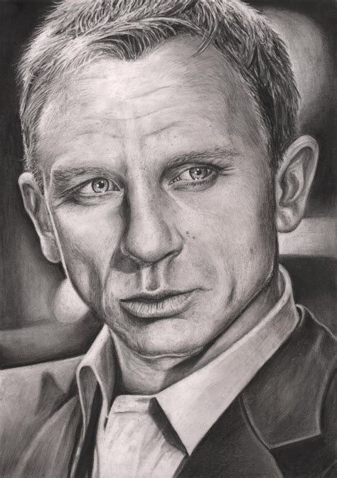 Daniel Craig 007 James Bond Celebrity Drawings Realistic Pencil