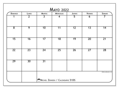 Calendario Mayo De 2022 Para Imprimir “51ds” Michel Zbinden Es