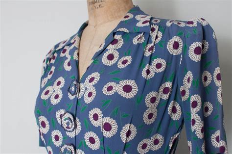 Vintage 1930s Dress Floral Rayon 30s Dress Extra Small Etsy