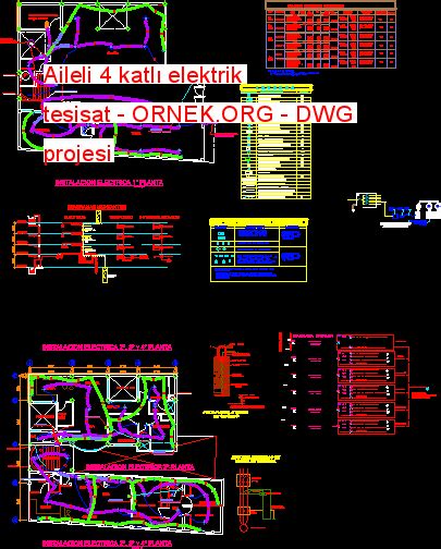 Aileli Konut I In Elektrik Tesisat Plan Dwg Projesi Autocad Projeler