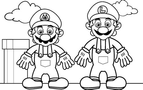 The title screen for the international super mario bros. Coloring Pages for everyone: Super Mario Bros