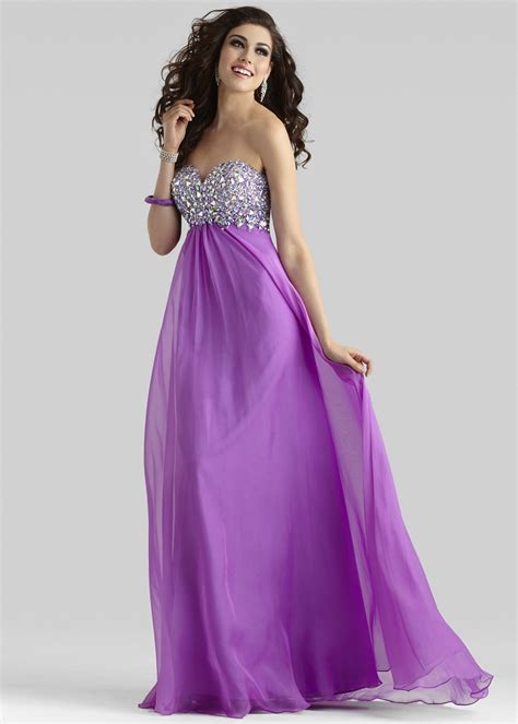 New 2014 Prom Dress Clarisse 2306 Purple Beaded Strapless Chiffon Prom