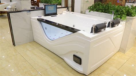 Indoor Big Therapy Massage Jet Whirlpool Bathtub With Tv Foshan Eco Friendly Acrylic Ce White