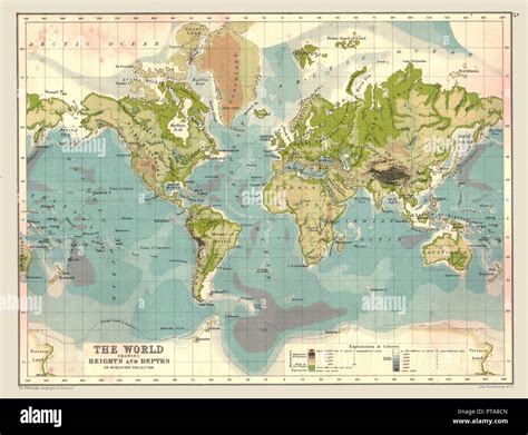 Map Of The World Showing Heights And Depths 1902 Creator Unknown