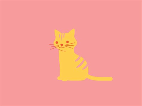 A Yellow Cat Sitting On Top Of A Pink Background