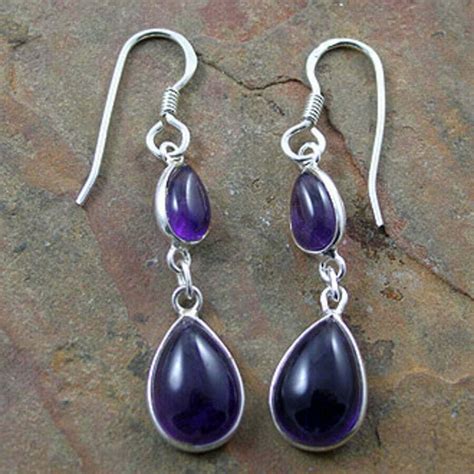 Sterling Silver Amethyst Drop Earrings Transglobal Trading Australian