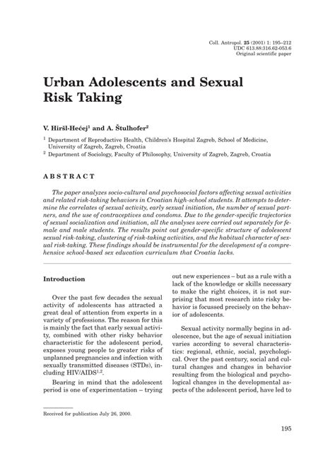 pdf urban adolescents and sexual risk taking