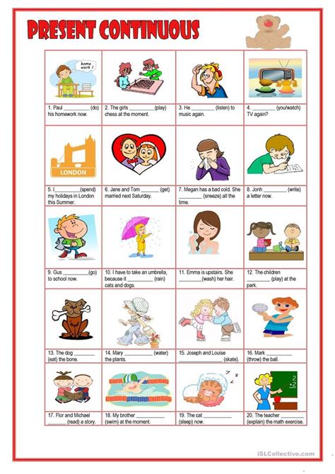 Present Continuous English Esl Worksheets English Grammar For Kids