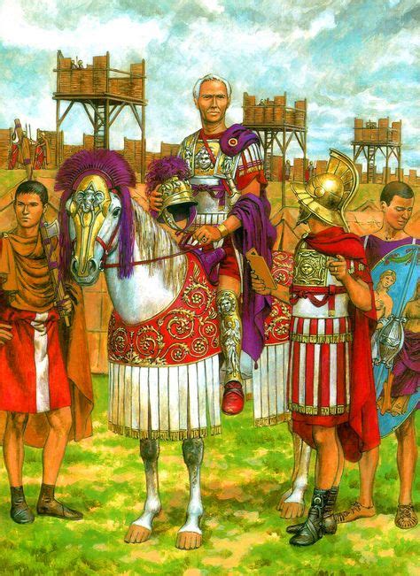 Julius Caesar With His Legionaries At A Fortified Military Camp In Gaul