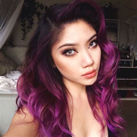 Picture Of Black And Magenta Balayage Hair