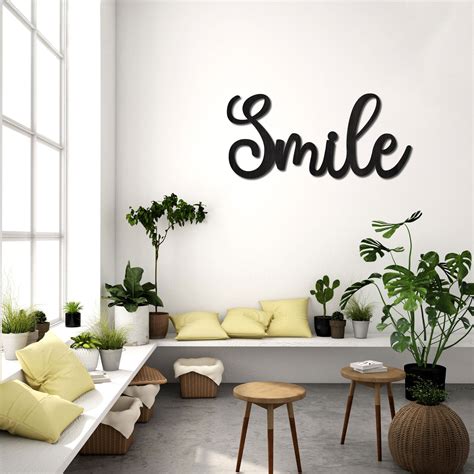 Smile Wooden Wall Sign Smile Wall Decor Wall Names And Wall Etsy
