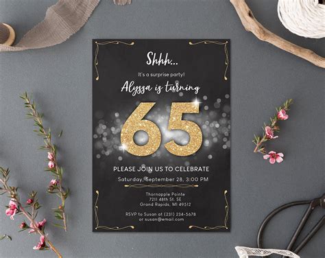 Surprise 65th Birthday Invitation Sixty Five Invite Party Etsy