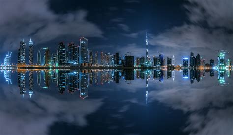 Black Concrete Building Urban Lake Cityscape Dubai Hd Wallpaper